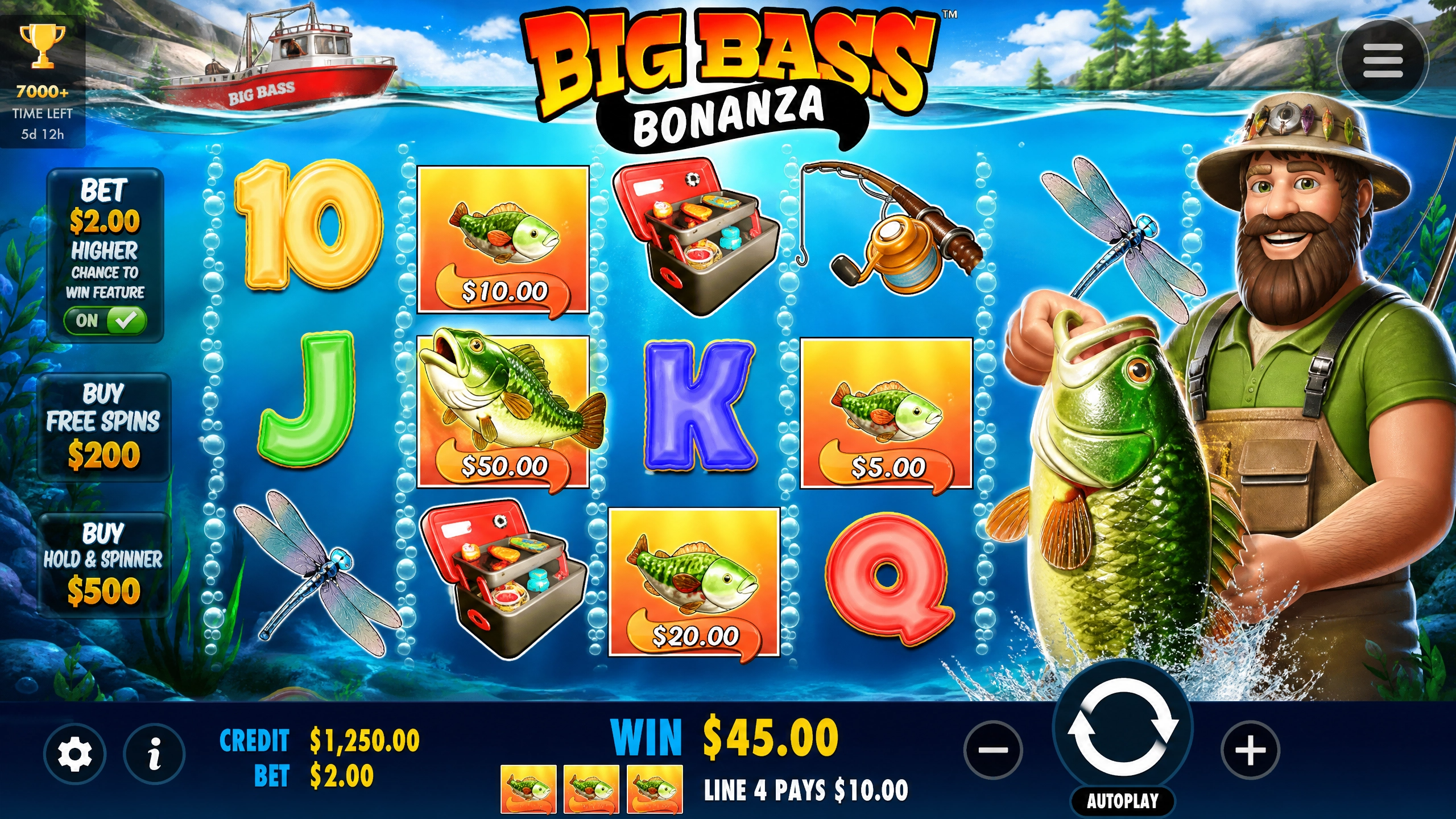 Big Bass Bonanza slot game at Zinx Casino